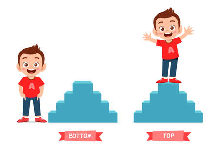 cute example of opposite word antonym for kidのイラスト素材