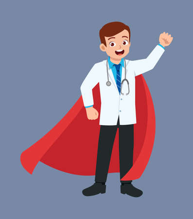 nice good looking young doctor standing and wearing a capeのイラスト素材