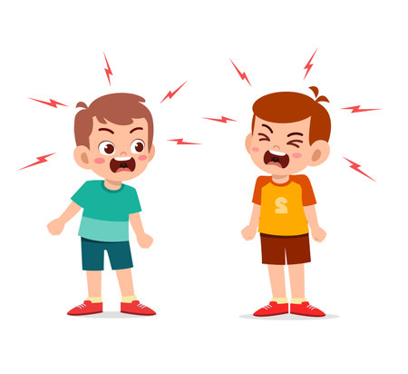 little girl fight and argue with her friendのイラスト素材