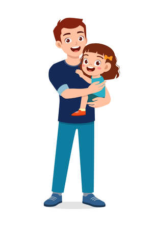 young good looking father carry cute kidのイラスト素材