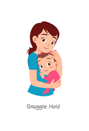 mother holding baby with pose named shoulder holdのイラスト素材