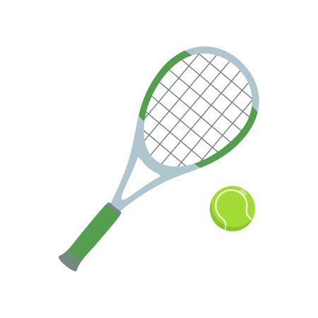 racket and ball tennis flat design style with good qualityのイラスト素材