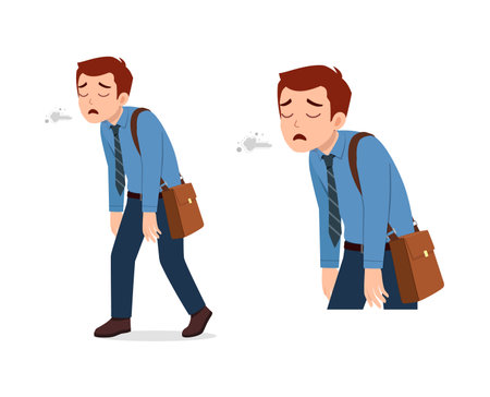 man walking from work and feeling tiredのイラスト素材