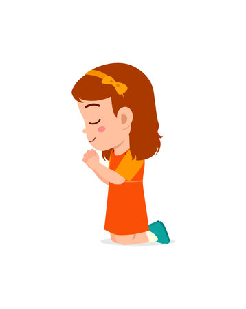 little kid show praying pose and feel peaceのイラスト素材