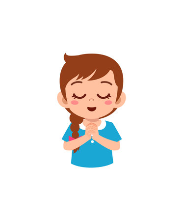 little kid show praying pose and feel peaceのイラスト素材