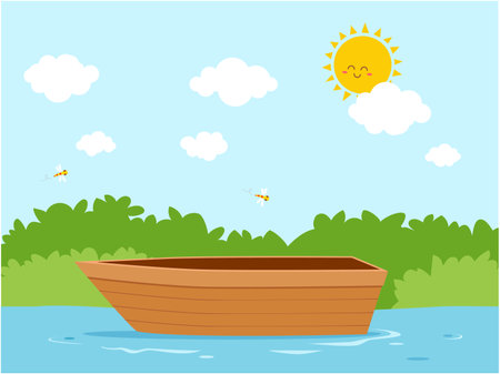 wooden boat with good quality and good designのイラスト素材