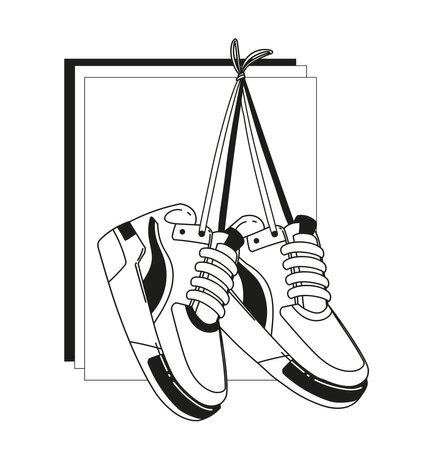 Sneakers and photo frame icon over white background, vector illustrationのイラスト素材
