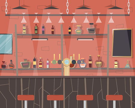 Interior of a modern city bar. Vector illustrationのイラスト素材
