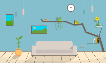 Modern interior of the living room. Vector illustrationのイラスト素材