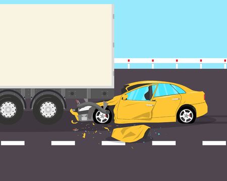 The driver was distracted by a phone call and did not notice the truck on the road. Vector illustrationのイラスト素材