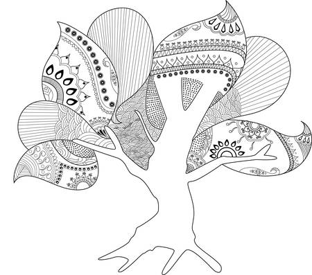 Hollow Tree Coloring Page Artworkのイラスト素材