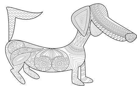 Dachshund Coloring Page Design, Dog Color Designsのイラスト素材