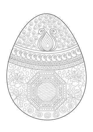 Easter egg with floral decoration for adult anti stress Coloring Pageのイラスト素材