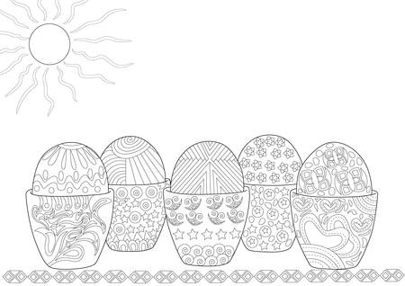 Easter Eggs Covered in Patternsのイラスト素材