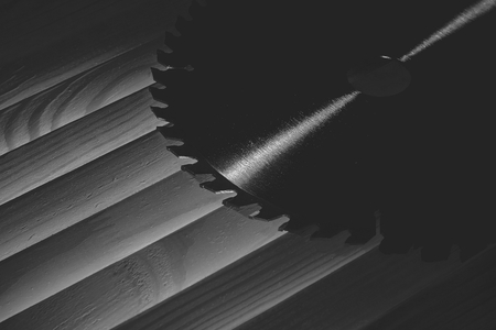 the concept of work as a carpenter - Wood chips and disk circular sawの写真素材