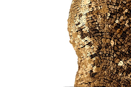 Fabric with sequins and sequins of bright colors. Fashion glitter fabric, sequins. Shiny surface