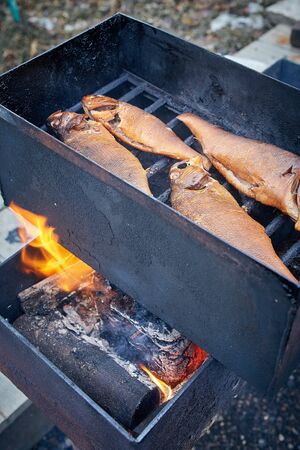 Hot smoked fish cooked with your own hands in a mini smokehouse is a very natural and delicious...