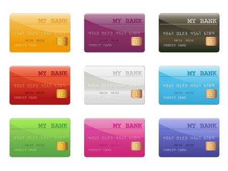 set of colored credit cardsのイラスト素材
