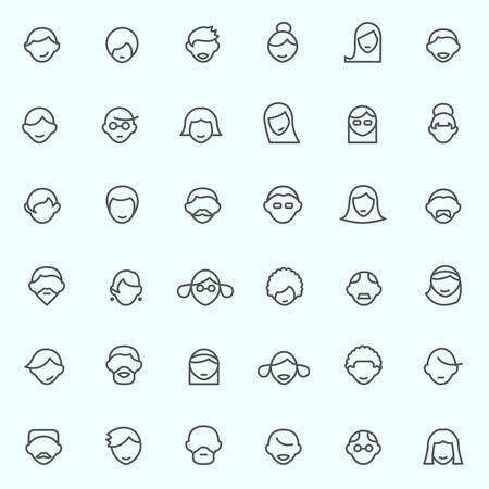 People icons, simple and thin line designのイラスト素材