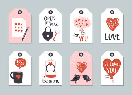 Set of Valentine day tag template with letteringのイラスト素材