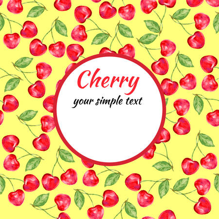 Cherry seamless vector pattern. Perfect for wallpaper, wrapping paper, textile, cosmetics and package design.のイラスト素材