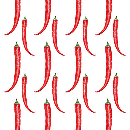 Fresh watercolor green chili pepper illustration. Seamless pattern. Can be used for  cards,...