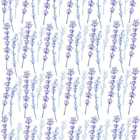 Lavender seamless vector pattern hand drawn graphic flower texture background,  sketch isolated on white, Perfect for wallpaper, textiles, packaging, organic, natural projectのイラスト素材
