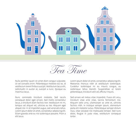 Teapot illustration isolated on white background. Designed vector. Can be used for healthy magazines, cooking, web sites, restaurant newsletters, menu, label, bannerのイラスト素材