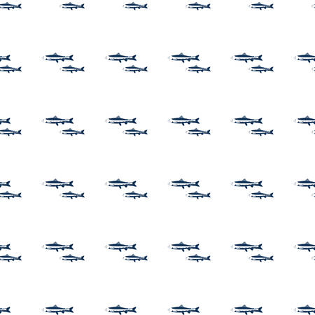 Seamless pattern salmon fish cartoon vector illustration, isolated on white background.のイラスト素材