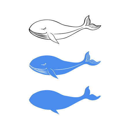 Blue whale cartoon funny illustration isolated on white backgroundのイラスト素材