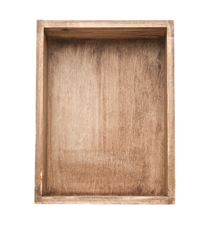 Empty wooden box isolated on whiteの写真素材