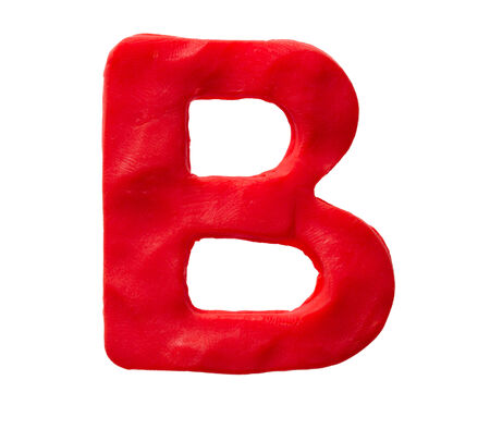 Plasticine letter B isolated on a white backgroundの写真素材
