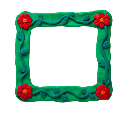 Plasticine frame isolated on a white backgroundの写真素材