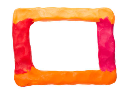 Plasticine frame isolated on a white backgroundの写真素材