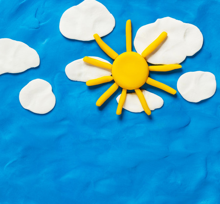Sky and the sun. Made from plasticineの写真素材