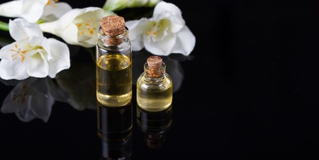 Essential oil for aromatherapy and flowersの写真素材