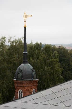 Volokolamsk Kremlin, Russia. Red carved elegant Kremlin on the green lawn.の写真素材