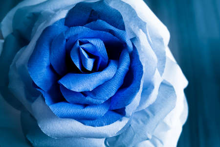 Picturesque paper rose. Origami. Giant multicolored handmade paper flower.の写真素材