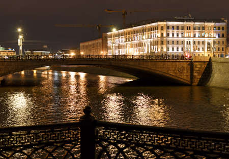 The view of the Moscow and Moskva River in night. Russia.の写真素材