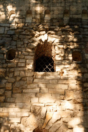 Ancient castle palace wall tower. Castles walls and window. Castles palace fort. Stone walls...