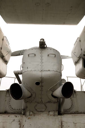 The tail part of the boat is on an air cushion. Composition on aviation subjects.の写真素材
