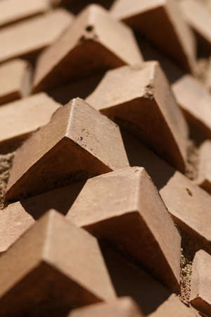 Corner of the brick wall. Red bricks. Brickwork. Rows of bricks.の写真素材