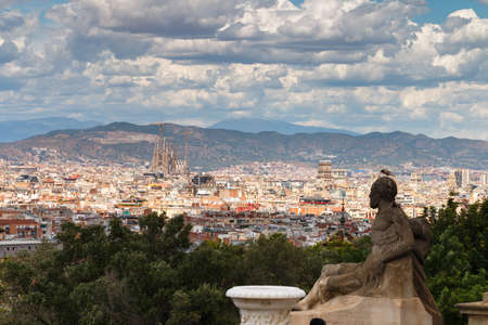 View of Barcelona. Spain. Plaza de Espana. Barcelona seen from the terrace of the Catalan Art Museum, Spain.の写真素材
