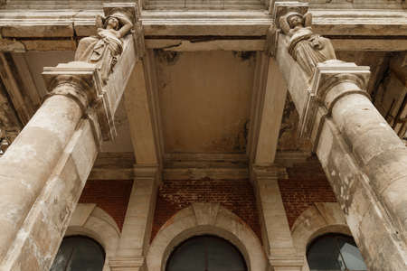 Fragment of the ancient Russian palace. Russian old manors. Ancient manor in the park. Village Bykovo. Moscow region. Russia. Manor of Vorontsov-Dashkov.の写真素材