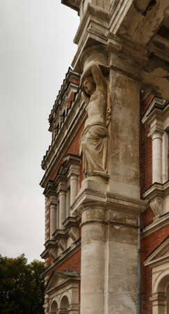 Fragment of the ancient Russian palace. Russian old manors. Ancient manor in the park. Village Bykovo. Moscow region. Russia. Manor of Vorontsov-Dashkov.の写真素材