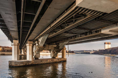 Bridge Luzhniki across the Moscow River. Moscow. Russiaの写真素材