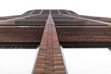 Fragment of a modern brick building in Moscow. Residential complex Garden Quarters.