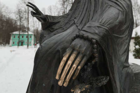 Savvino-Storozhevsky monastery in Zvenigorod in winter day. Moscow region. Architecture of the ancient Russian monastery.の写真素材