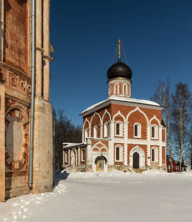 The Mozhaisk Kremlin. Church of Peter and Paul in Mozhaisk in winter. Cross-domed church. Orthodox...