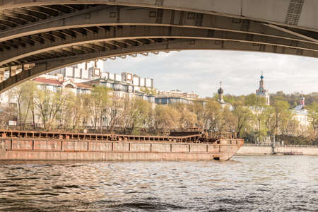 Design of the bridge across the river. Moscow. Russia.の写真素材